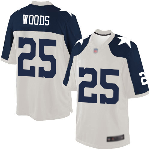Men Dallas Cowboys Limited White Xavier Woods Alternate #25 Throwback NFL Jersey->nfl t-shirts->Sports Accessory